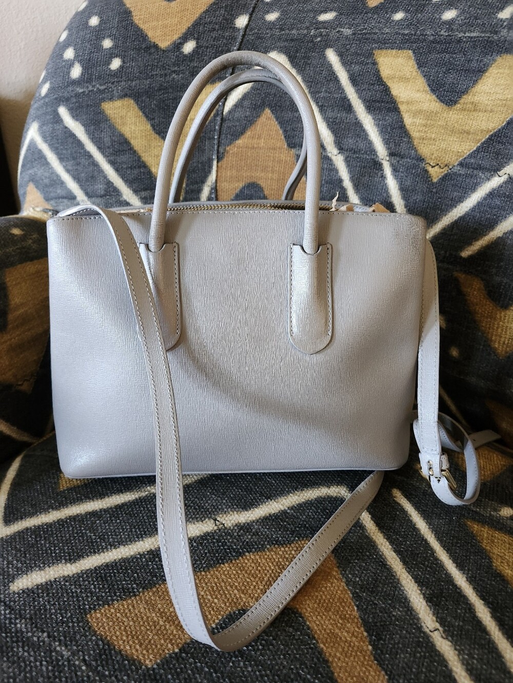 Sale🥳 Furla Mini Crossbody Satchel Bag - Light Grey Saffiano Leather - Picture 4 of 11